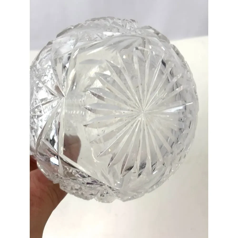 Antique Clear ABP Cut Glass Wine Decanter +‎ Stopper Cruet Stepped Ring Neck